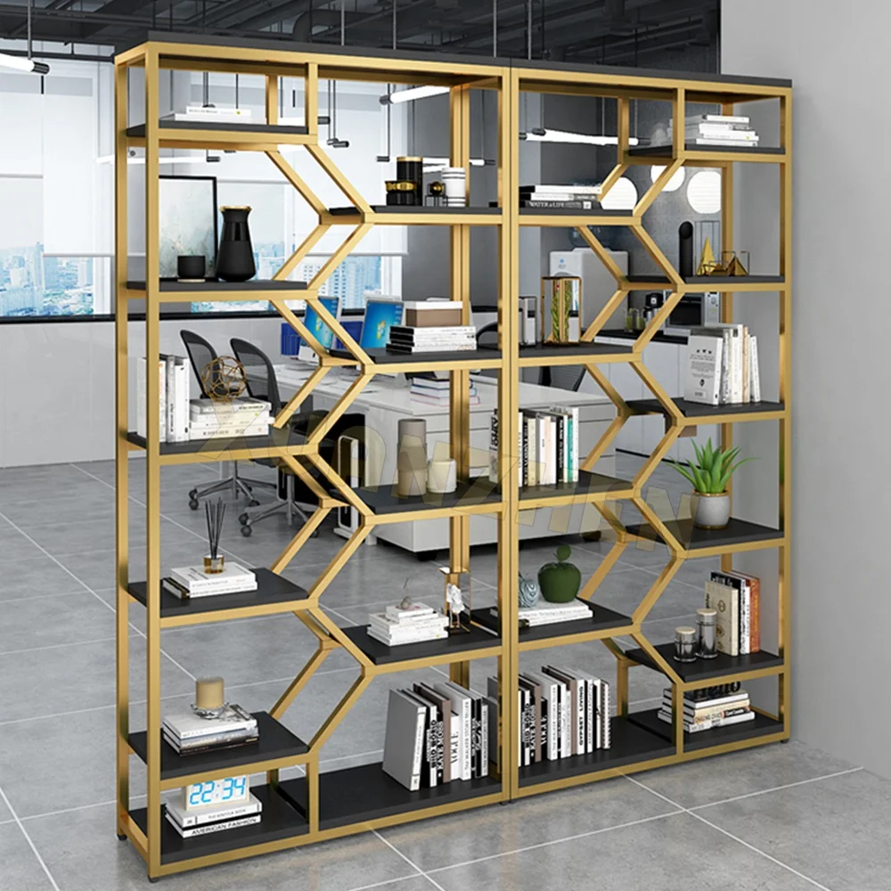 Living room furniture new design stainless steel glass bookshelves montessori bookshelf bookcase library bookshelf