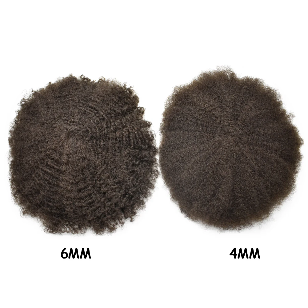 
Men Toupee Durable Replacement Lace & PU Afro Kinky Curly indian Remy Hair For Men Remy Hair Replacement Men Wig 