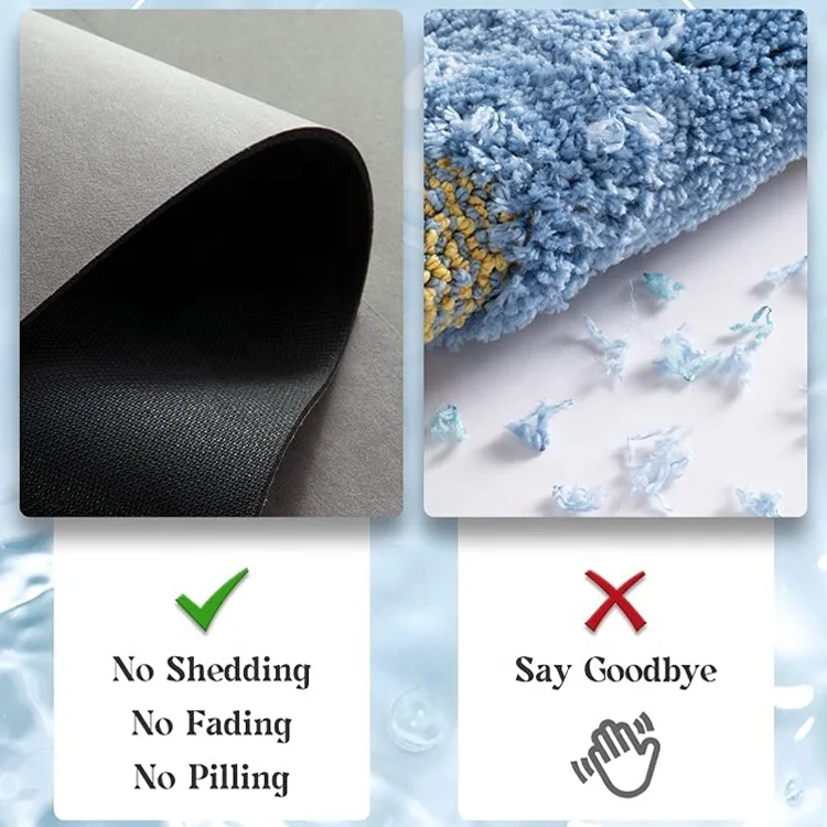 Thin Bathtub Rugs Washable Bathroom Mat Quick Dry Super Absorbent Non Slip Bath Mats