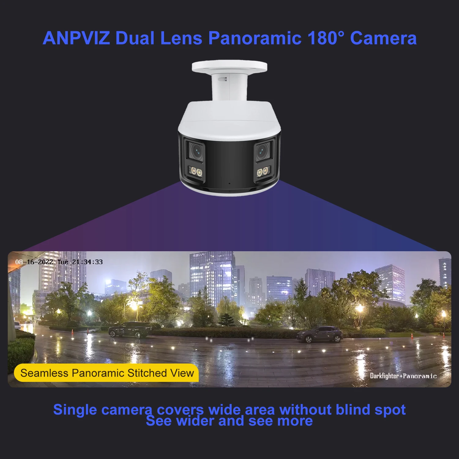 Anpviz POE IP камера видеонаблюдения 6MP видеорегистратор с двумя камерами панорамная пули 180 градусов изображение Darkfighter человека/обнаружения транспортного средства 2