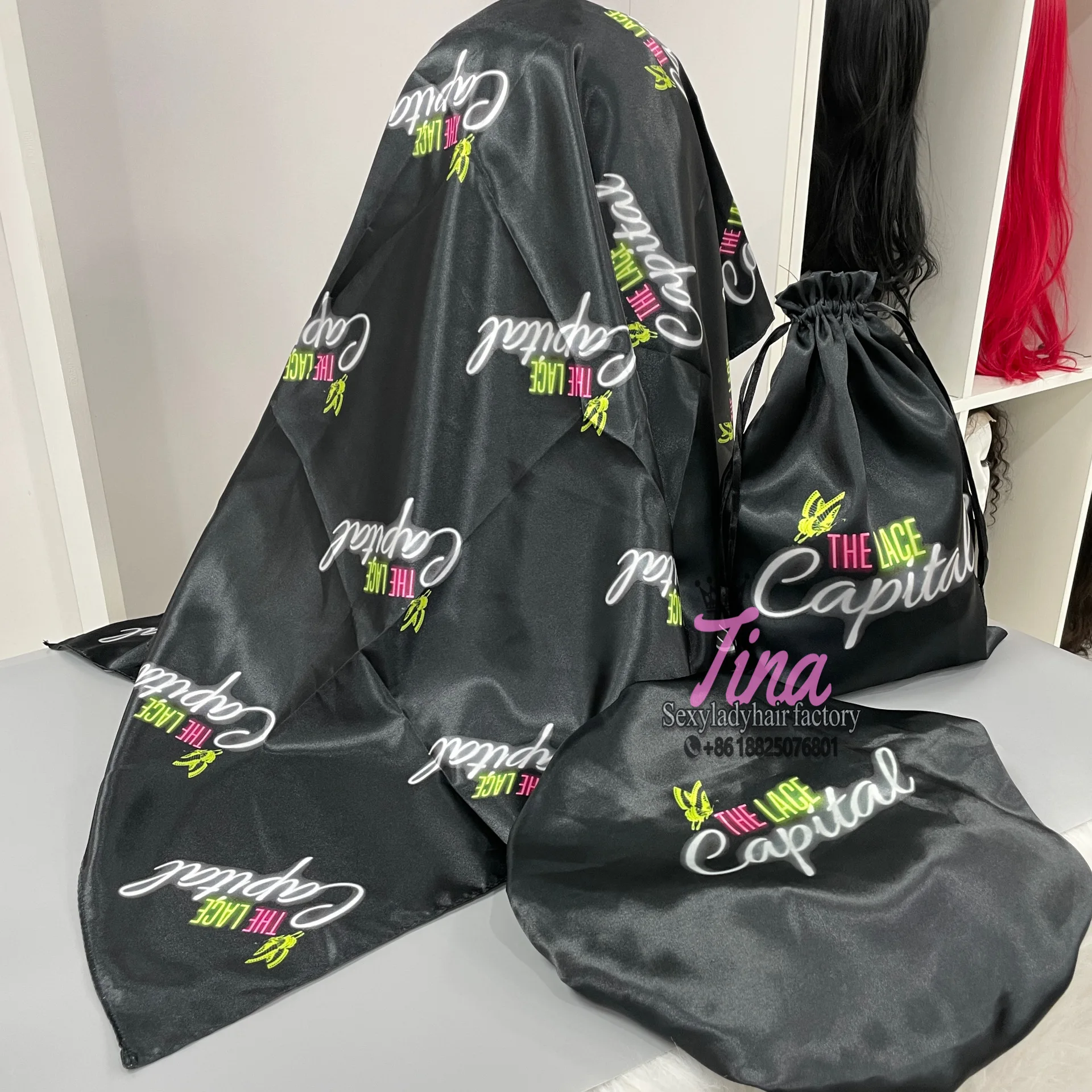 Custom logo premium shawl satin chiffon silk head scarf hijab for women scarf silk