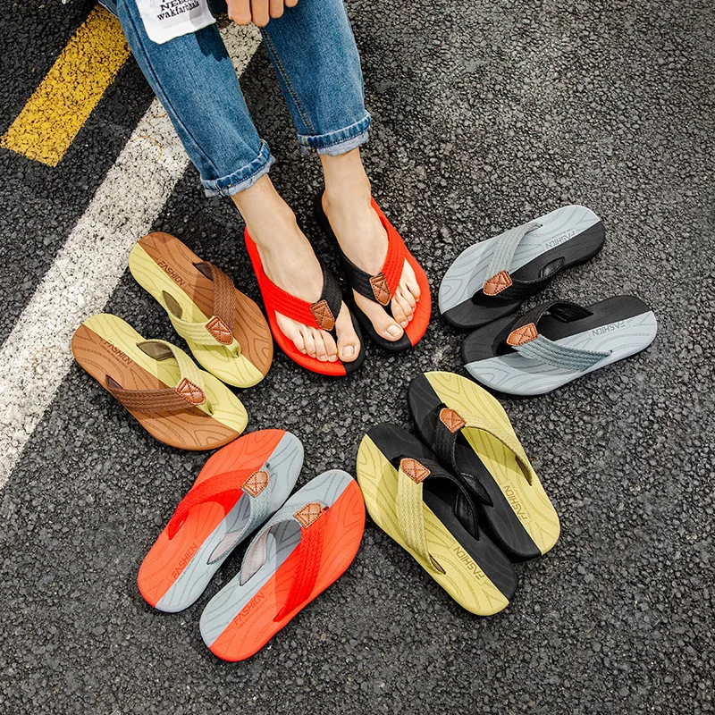 
Wholesale Large Size Summer Outdoor Beach Rubber Non Slip Fabric Strap Flip Flop For Man 