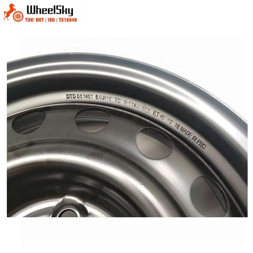 Wheelsky 675701 16 inch 16x6.5 PCD 5x1143 popular snow black steel wheel