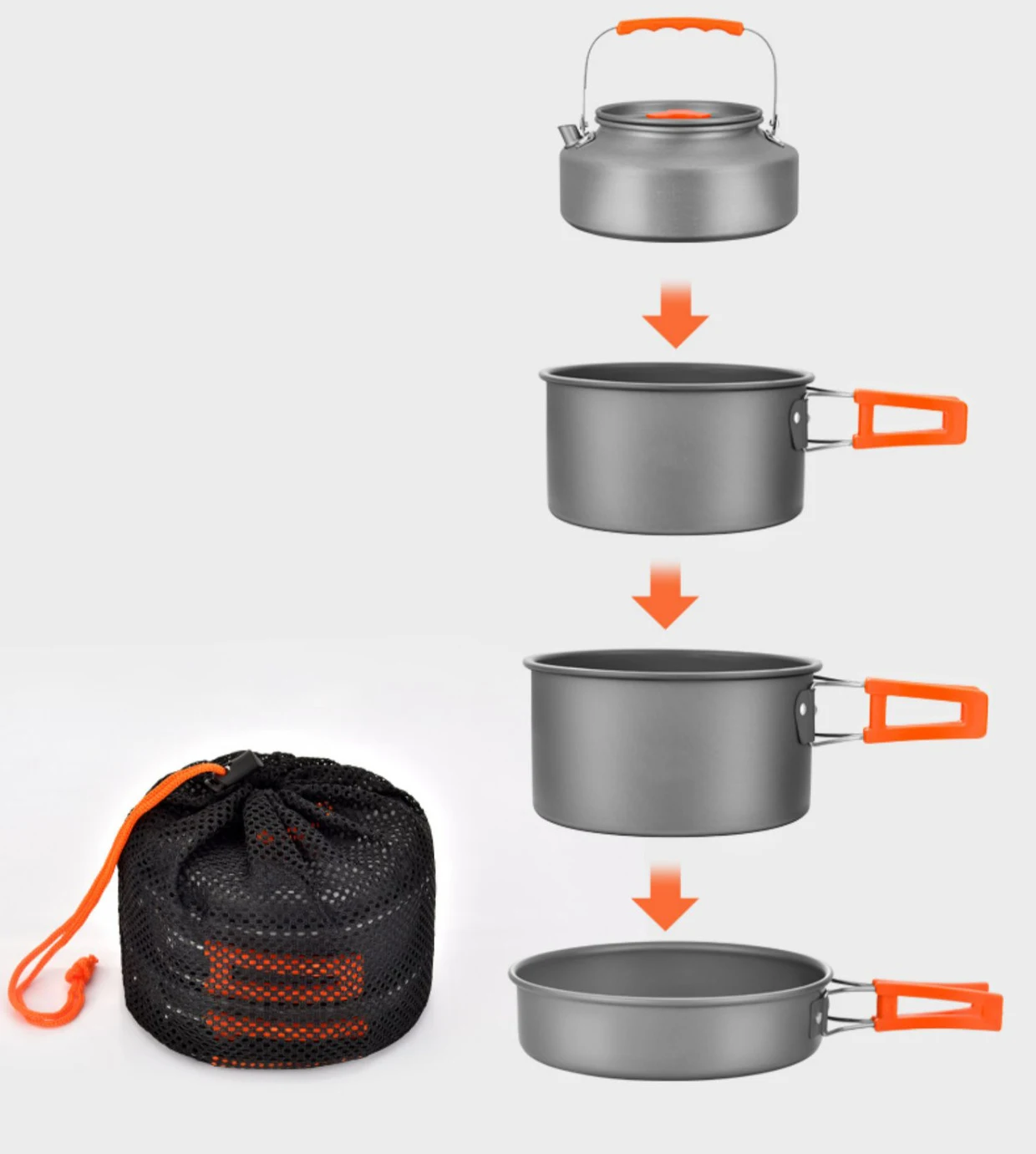 Custom Multiple Styles Backpacking Ultralight picnic Portable Cooking Utensils Folding Outdoor Pan Pot Bowl Camping Cookware Set