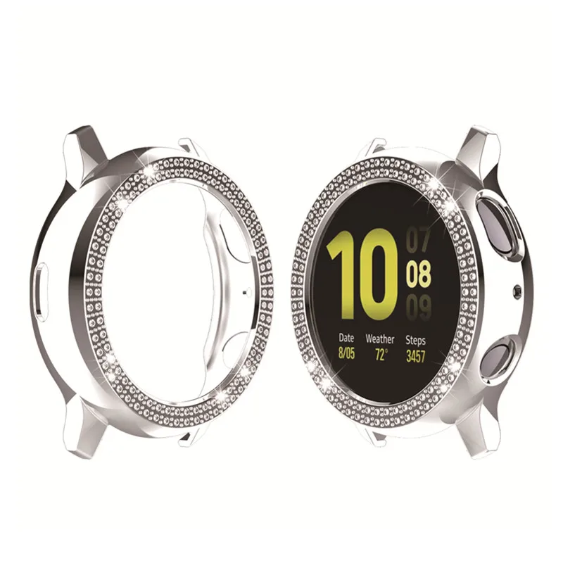 
case for Samsung Galaxy Watch Active 2 Case Bling 40mm 44mm, Women Girl Jewelry Crystal Diamond Watch Bezel Bumper Protector Shi 