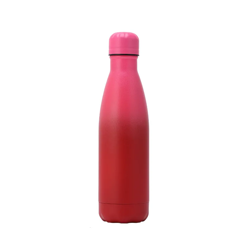 Spray paint color lid gradient color cola bottle double-layer stainless steel thermos sports bowling water bottle 500ml