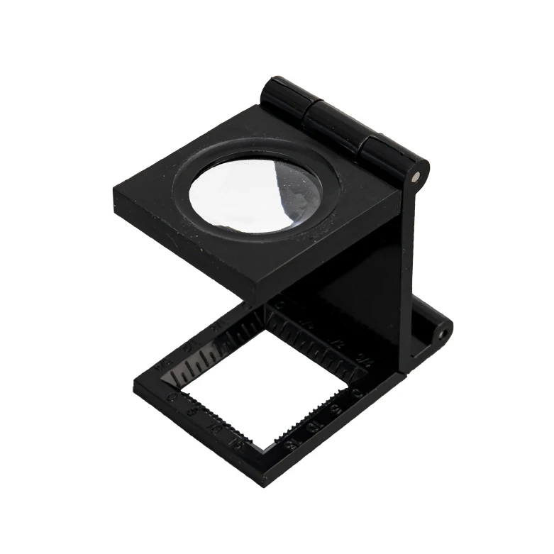 MG14110 8X Folding Plastic Printing fabric linen tester Magnifying Glass with scale