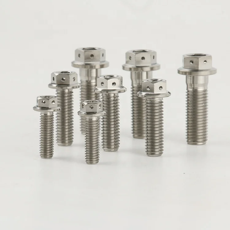 High strength custom M8 hex GR5 Ti-6al-4v bolts screws fasteners titanium flange bolt