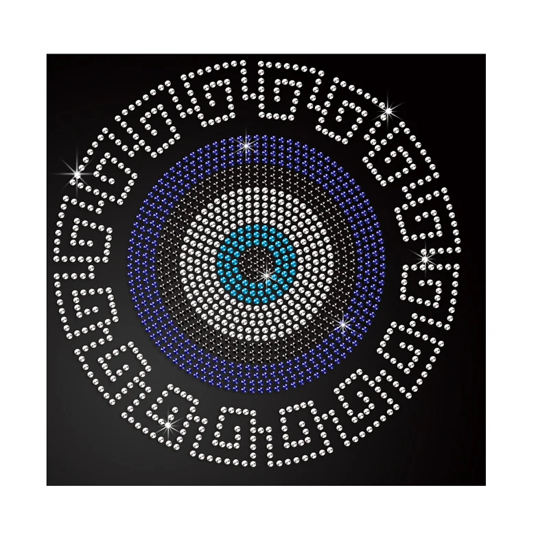 Custom Rhinestone Transfer Hasama  Evil Eye Heat Transfer Iron on Designs for T Shirt Wholesale