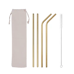 Food Grade Metal 6mm 8mm 12mm Gold Hot Drink Colorful SUS 304 Stainless Steel Straw