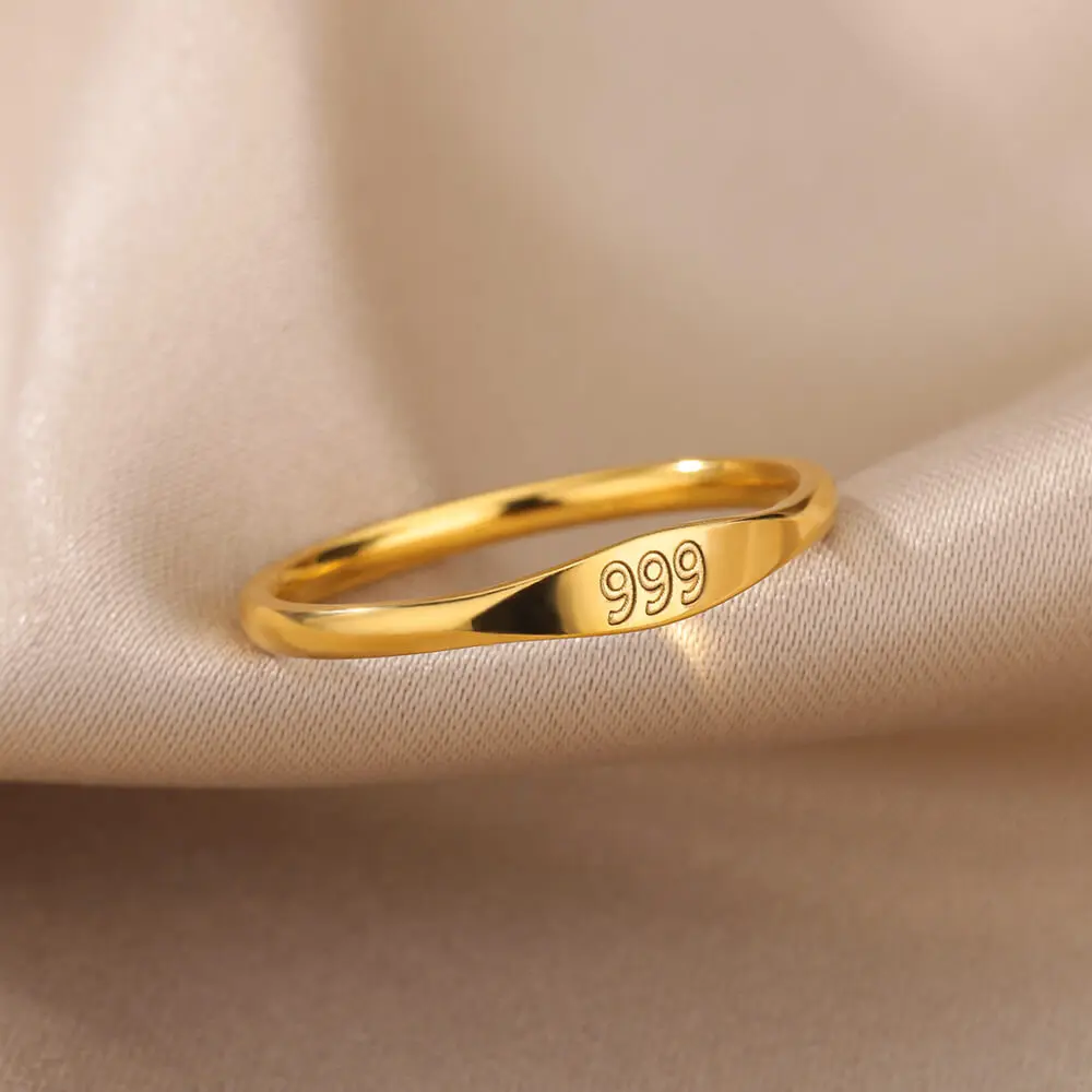 18k gold plated stainless steel angel numbers rings arabic numbers ring simple designs for girls