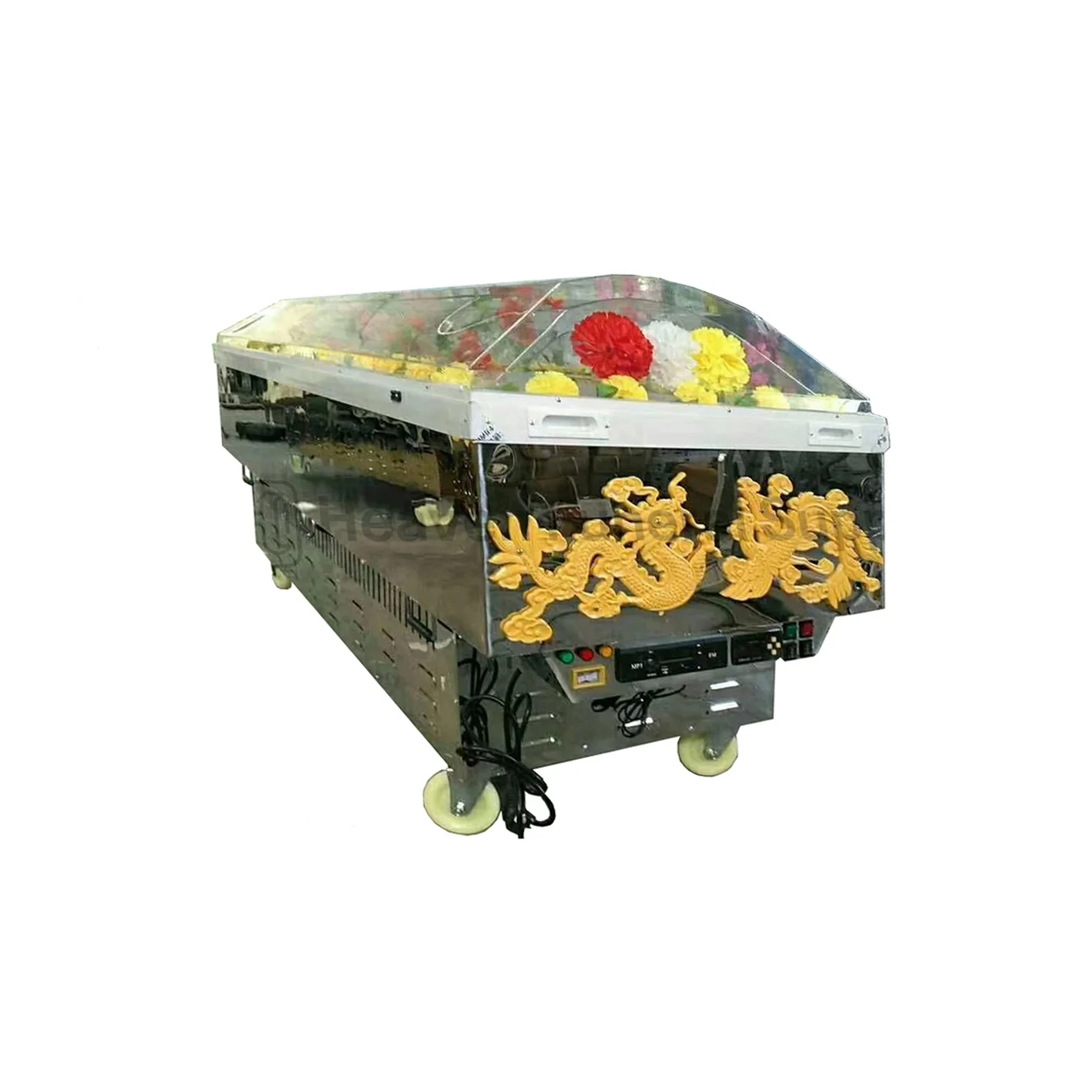 Hot selling funeral transparent cover mortuary freezer air conditioned coffin for body display