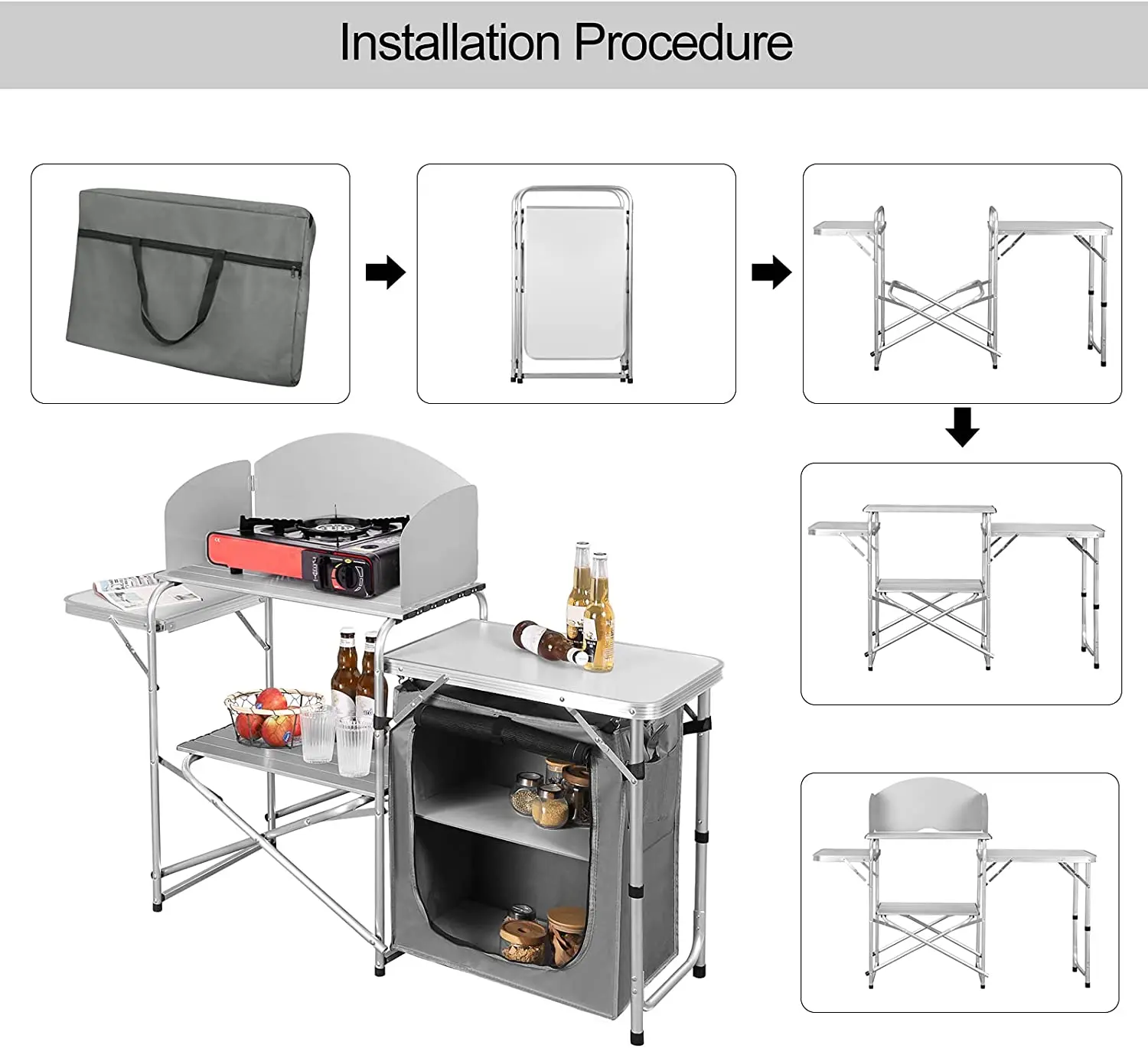 Foldable Camping Cabinet Camping Kitchen Outdoor Camping Furniture