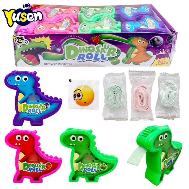 Tattoo Bubble Gum Wholesaler Cute Chinese for Children OEM/QDM Acepted Dinosaur Yummy Fruity Flavor Chewing Roll 15g Candy Sweet