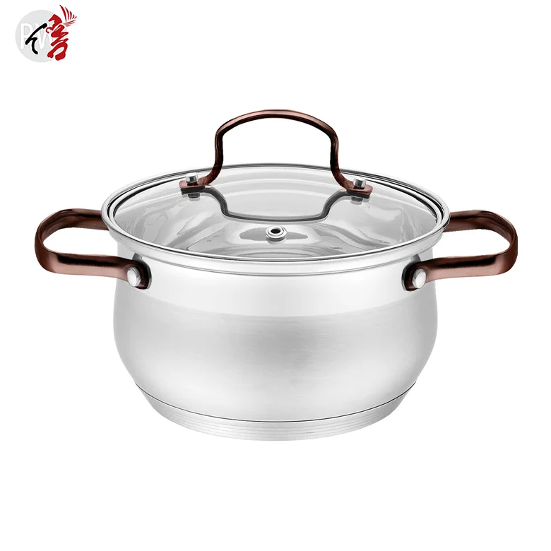 Realwin non stick cooking ware stainless steel cookware set kitchen with glass lid
