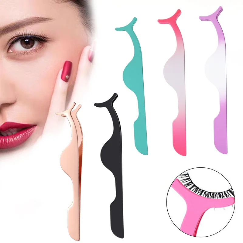Custom logo Private Label Pink Eyelash Tweezers Bulk Magnetic False Lash Extention Applicator Tools Removal Clip for Beginners