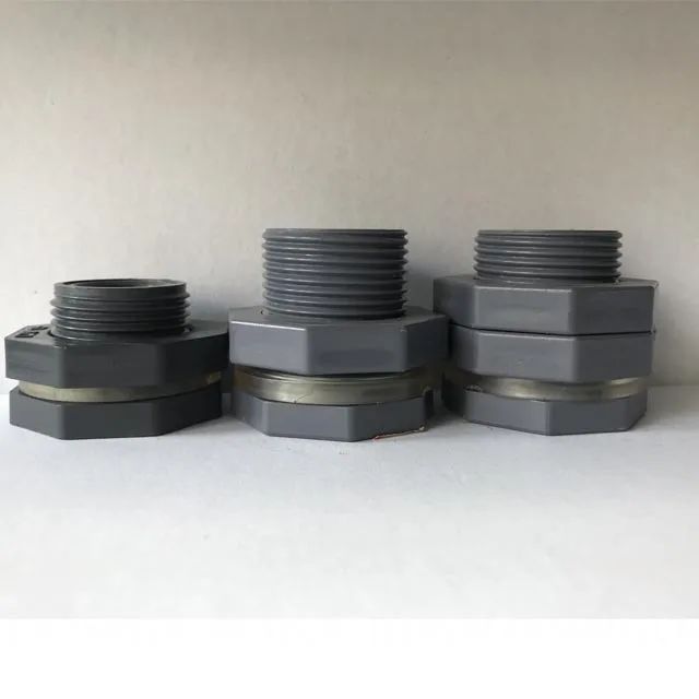 Heavy duty 2inch PVC plastic bulkhead fitting for Aquarium