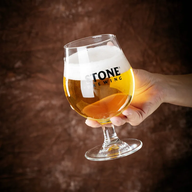 Wholesale Custom 16oz Craft Brews Classic Belgian Style Stemmed Tulip Beer Mug Craft Beer Glasses IPA Beer Tasting Glassware