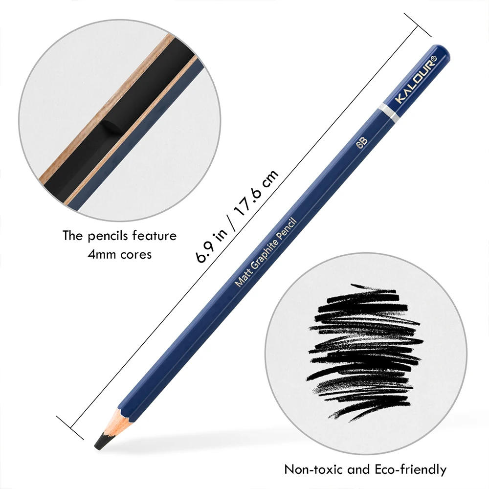 KALOUR Hot Sale High grade Soft Core Blister Pack Sketch Pencil 6pcs MATT Graphite Pencil for Artist and Student and Hobbist
