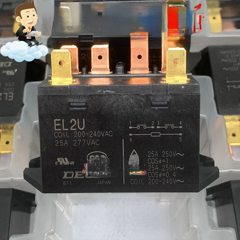New Imported Relay EL2U 200-240VAC Two-normally Open 25A/277VAC EL2U