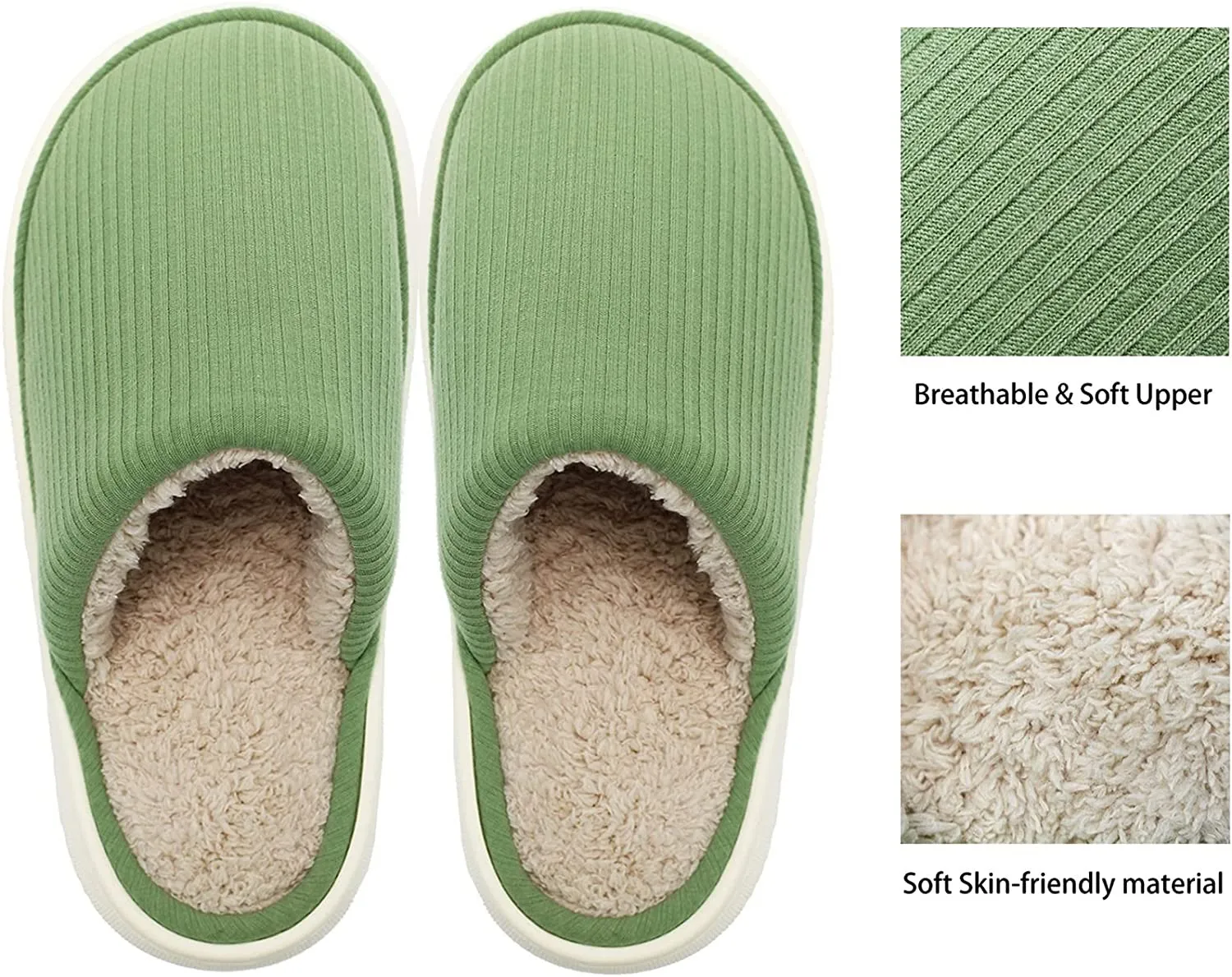 FREE SAMPLE Fluffy Slippers for Women Memory Foam Fuzzy Slippers Knit Non Slip Thick Sole Warm Bedroom House Slippers EVA 1pairs