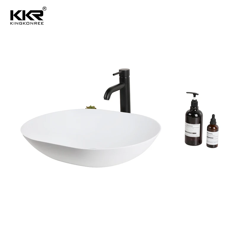 Factory KKR Matt/Glossy solid surface wash basin round for bathroom hotel color size customization wash sinks