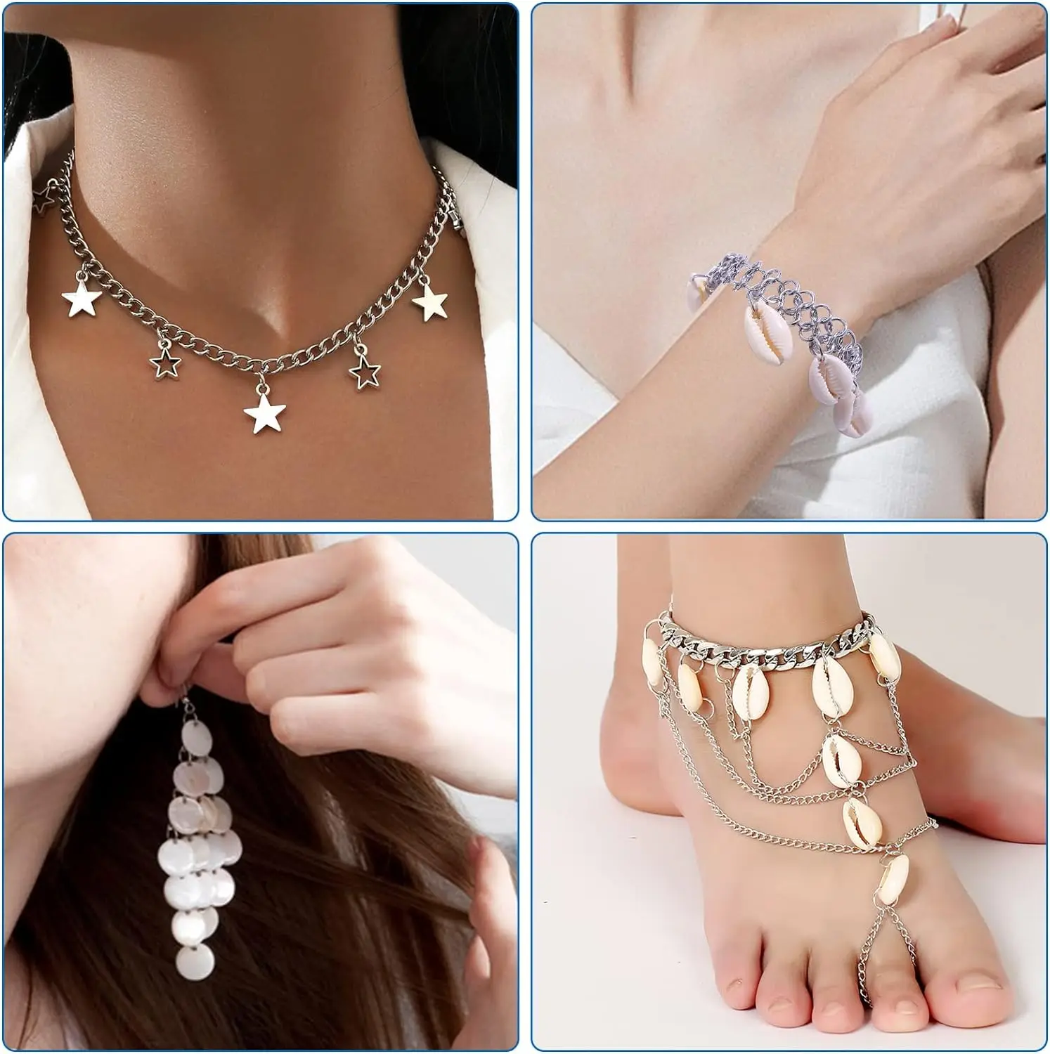 2300pcs Silver Jump Rings for Jewelry Making Open Jump Rings 3mm 4mm 5mm 6mm 7mm 8mm 10mm Jewelry Making Supplies