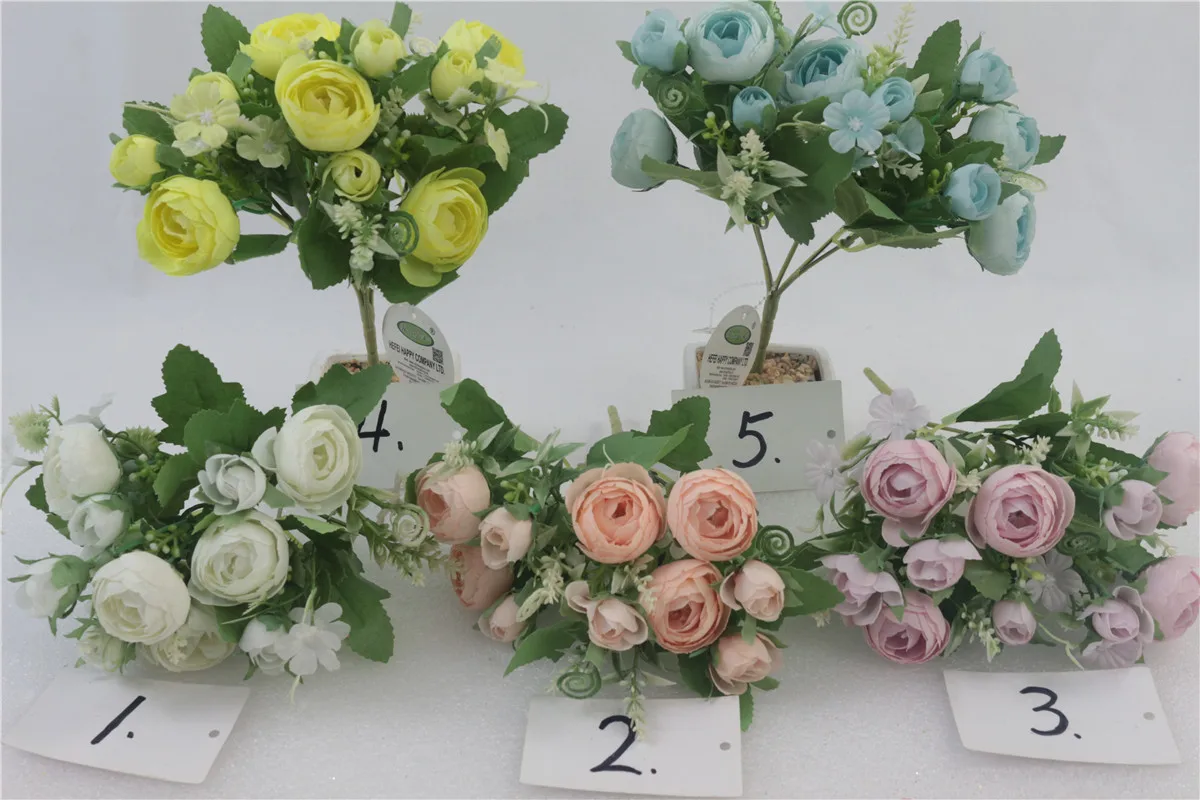 Wholesale 26cm,5 branch Camellia buds Artificial Flowers For Wedding Centerpiece flower