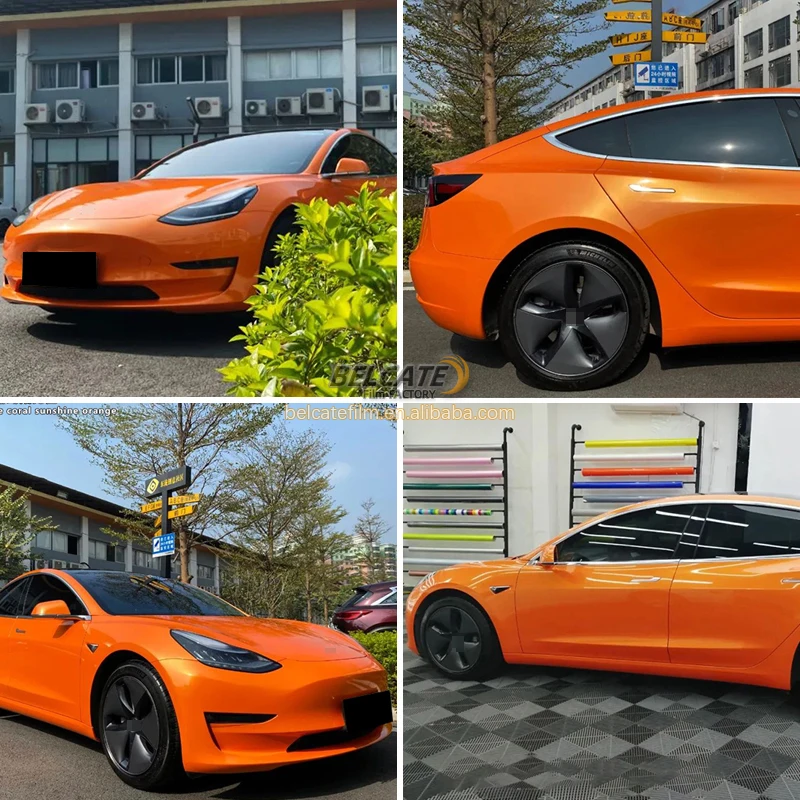 Factory wholesale 1.52*18m Phantom Coral Orange car vinyl stickers wrap Vehicles auto film