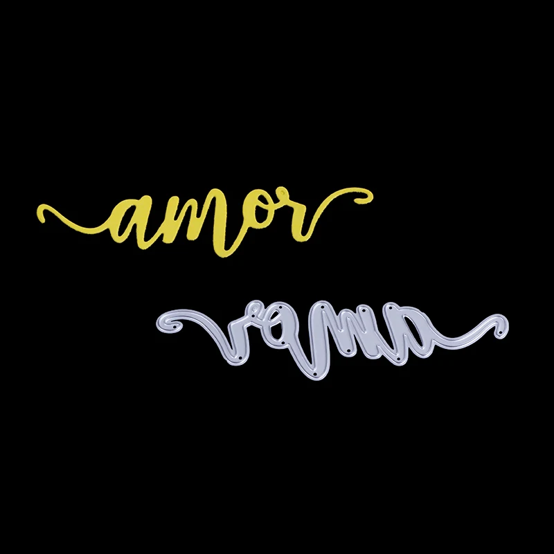 AAGU 2022 New Metal Cutting Cutter Spanish Word Letter Scrapbooking Craft Dies Die Cutting Machine Folk Craft Love Scrap Die