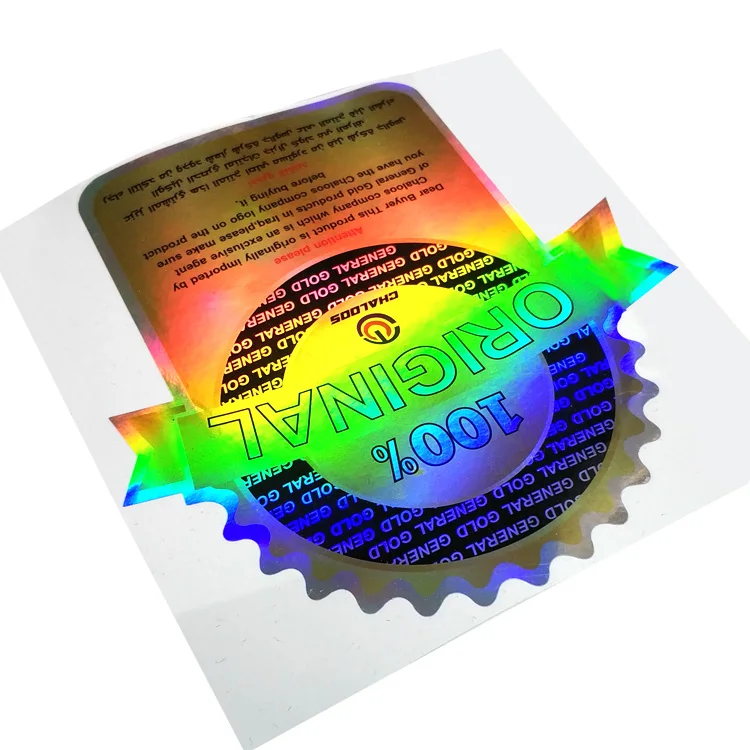 Custom Logo Die Cut Self Adhesive Rainbow Holographic Vinyl Label Stickers for Original Product