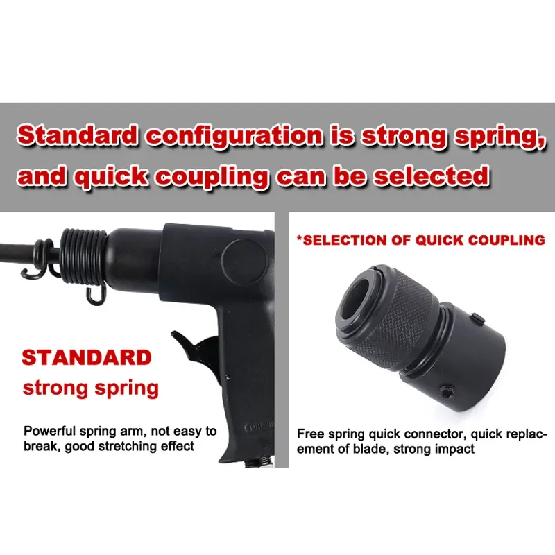 2200 Stroke BPM Long Barrel Pneumatic Shovel Quick-change Chisel Torsion Spring Retainer Pneumatic Air Hammer Drill