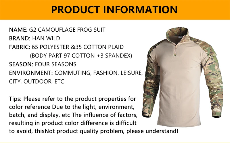 HAN WILD Tactical uniform wholesale jacket trousers tactical uniform combat shirt training tactical frog uniform
