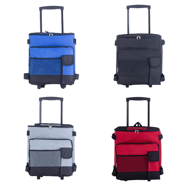 C058 Outdoor camping foldable customized portable trolley cooler bags