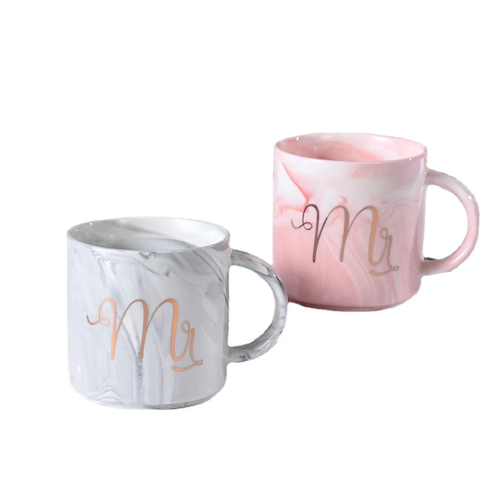 Nordic Creative Marbled Ceramic Cup Couple Office Mug Coffee Cup Wedding Souvenirs