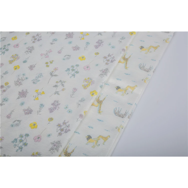 high quality custom Printed muslin knitted fabric 100% cotton for Neckline