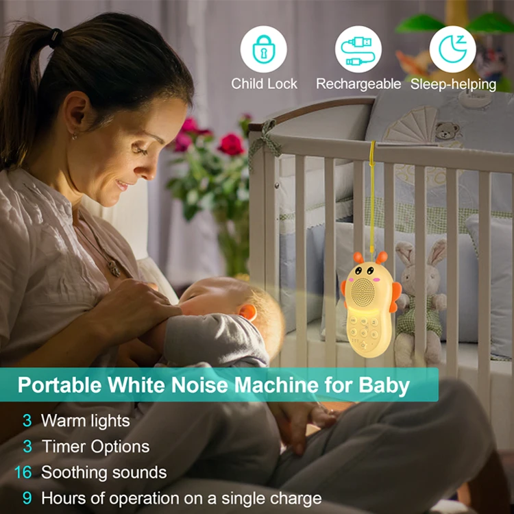 Compact Rabbits 16 Baby Sleeping Music Portable White Noise Sounds Machine Crib Lullabies to Help Kids Sleep