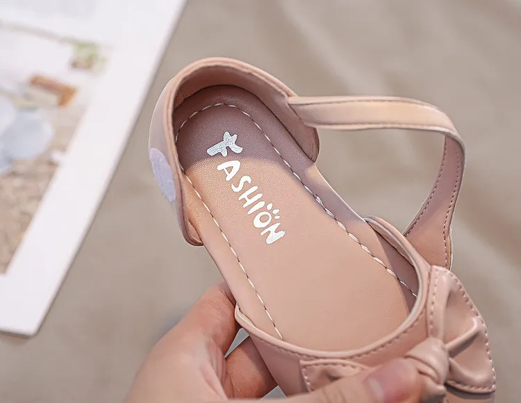 Comfy knot bow kid girls fashion dress shoes children leather princess shoes in summer