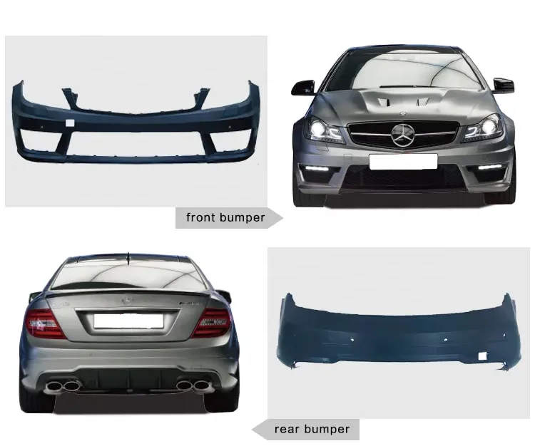 High Quality Bodykit for Mercedes Benz C- Class W204 C260 C200 C300 Modified C63 AMG Front bumper with grille 2011-2014