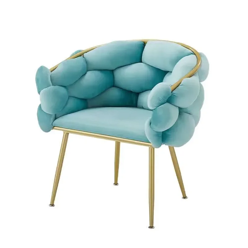 Nordic luxury gold leg armchair velvet dining room chairs beige with stainless steel legs