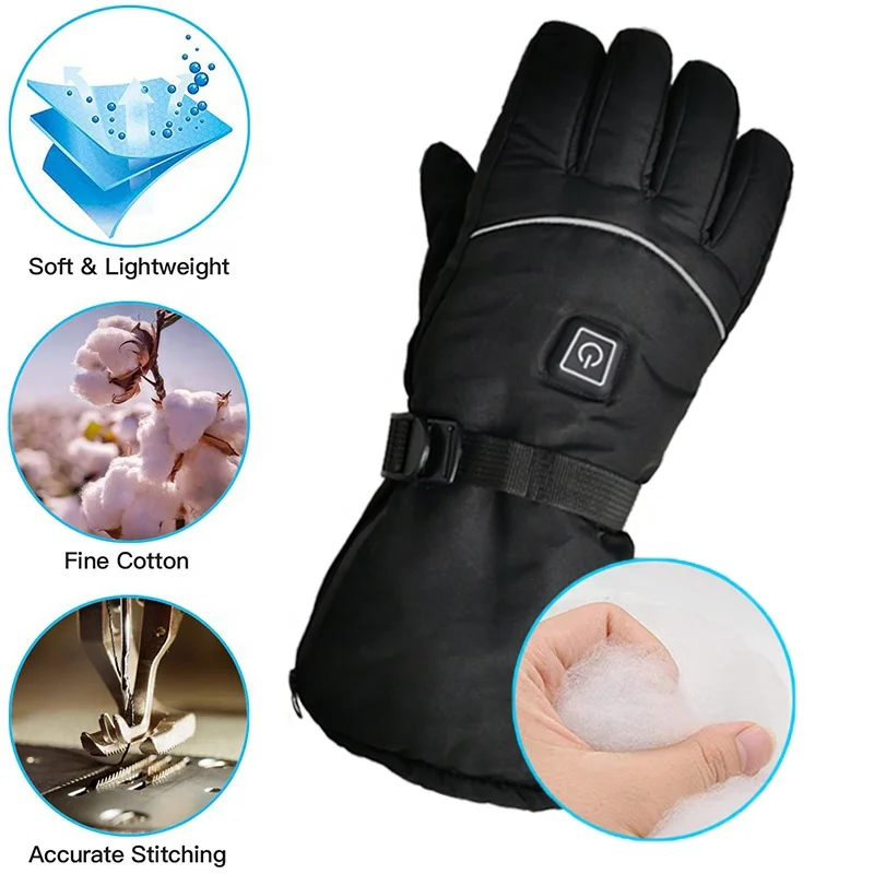 7.4V Lithium USB Electric Battery Heated ski Gloves with 3 level temperature