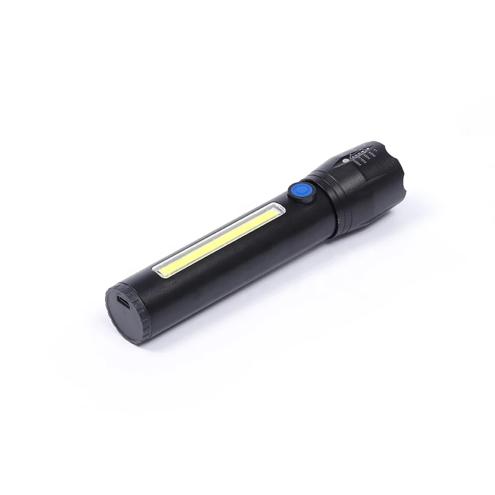 2023 Super Bright Tactical Flashlight Zoom With Cob Sidelight Mini Torch Led Flashlight Pocket Rechargeable Outdoor Emergency