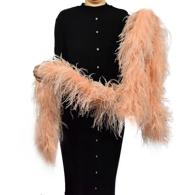 2meter  black white Ostrich feather boa Wholesale colorful Natural Ostrich Feather Boa for women lady scarf or Decoration