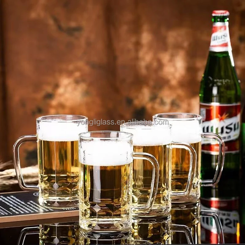 Christmas Glass factory beer glass with handle, 400ml crystal beer glass mug, wine cup for beer brew new year gift