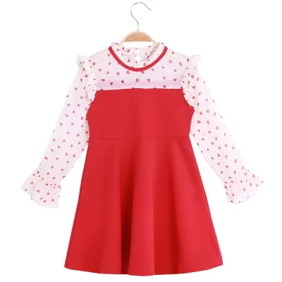 Children clothing High quality fashion lace dot pattern baby girl dress set for kids teenage girls clothes