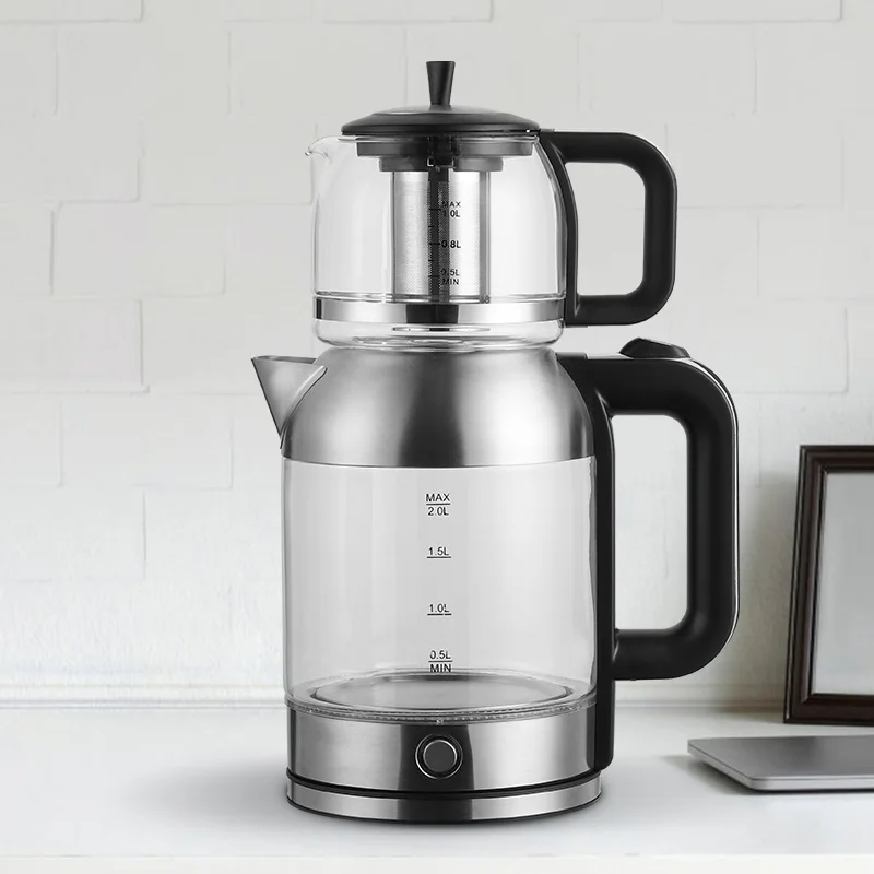 Turkish Tea Maker Electric With Home Appliances 2in1 electric tea maker samovar electric kettle Glass electric tea maker