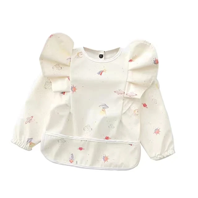 Long Sleeves Apron In Pu Or Pul Fabric