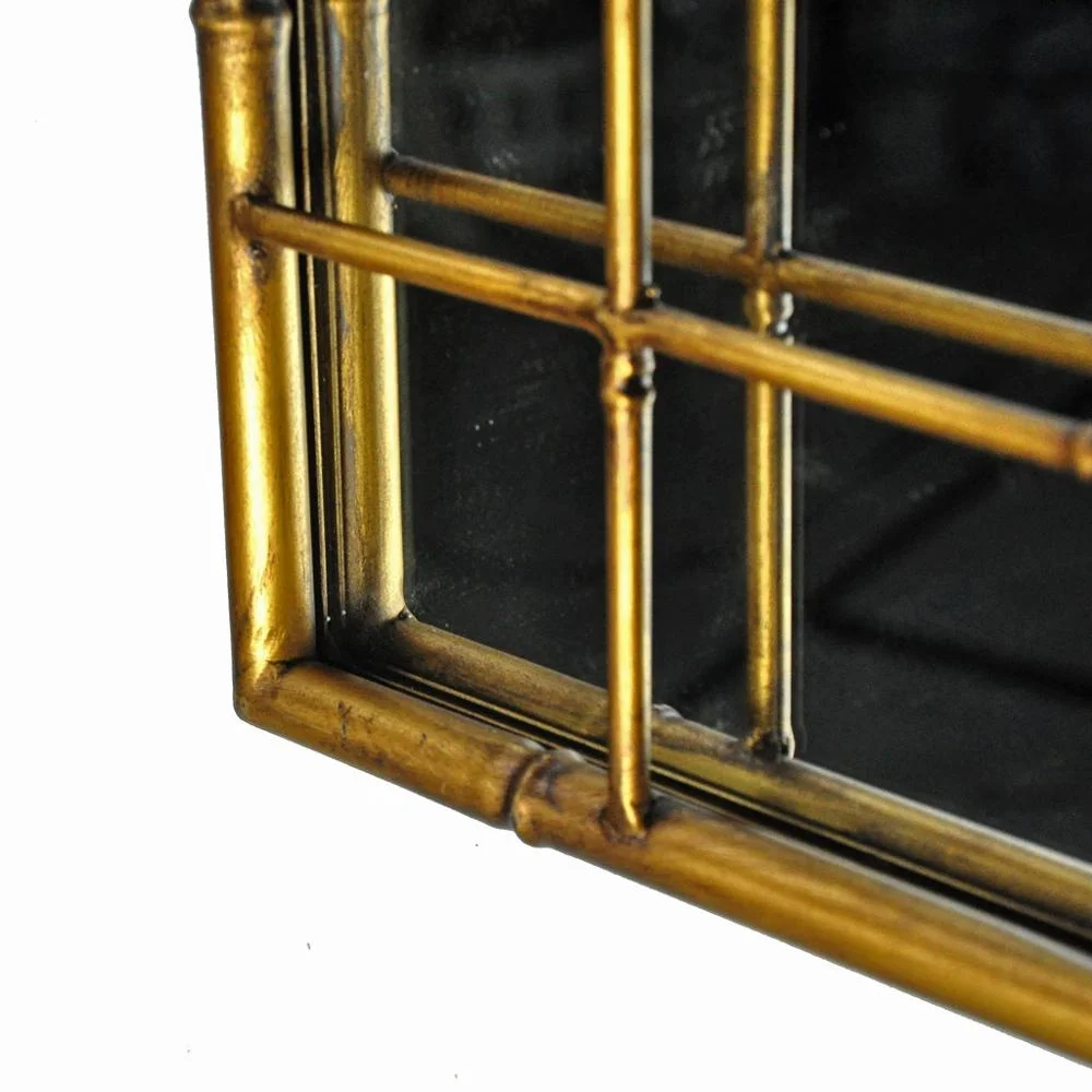 
IVY Home Hotel Living room Bathroom Decoration Big Accent Modern Antique Square Metal Bamboo Frame Wall Art Mirror 