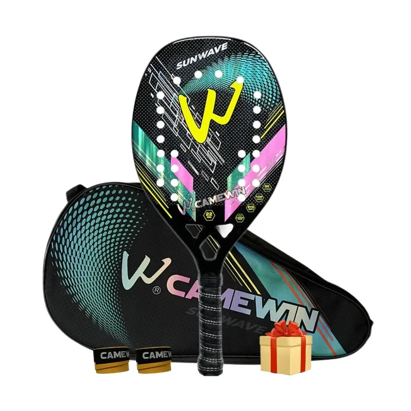 Camewin 3K Beach Tennis Racket Full Carbon Fiber Rough Surface Outdoor Sports Racket For Men Women Adult Senior Player 2024 New