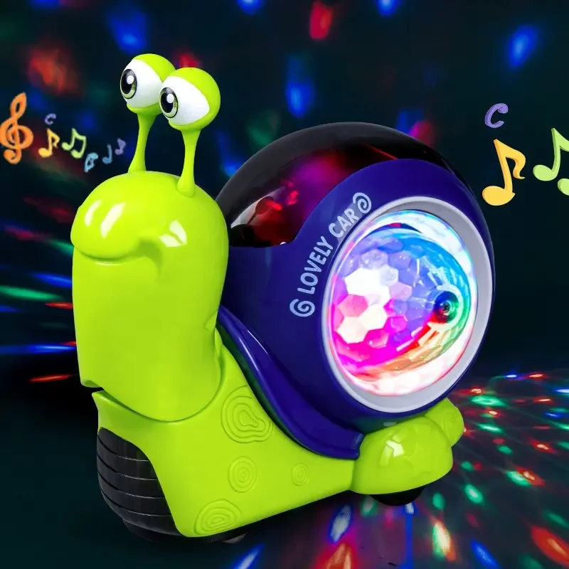 Wholesale Electric Lovely Walking Snail Toy With Music Light Walking Snail Baby Educational Toy Sensor Obstacles Avoidance Snail